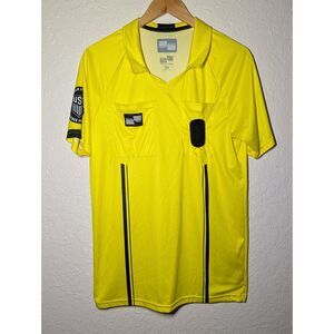 M USA Soccer Referee Polo Yellow Official Sports Jersey Shirt